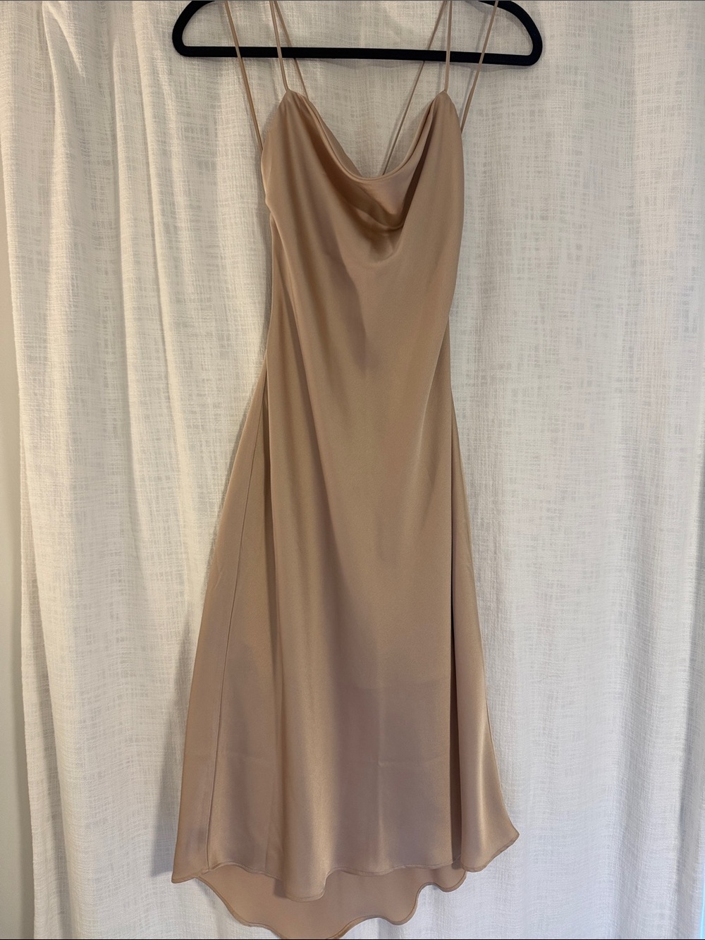 Abercrombie & Fitch Champagne Cowl Neck Slip Midi Dress